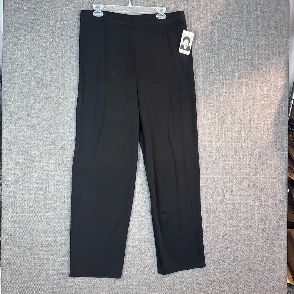 M Misook Women's XL Black Knit Pants Elastic Waist Wide‎ Leg Comfort Casual - Picture 4 of 8